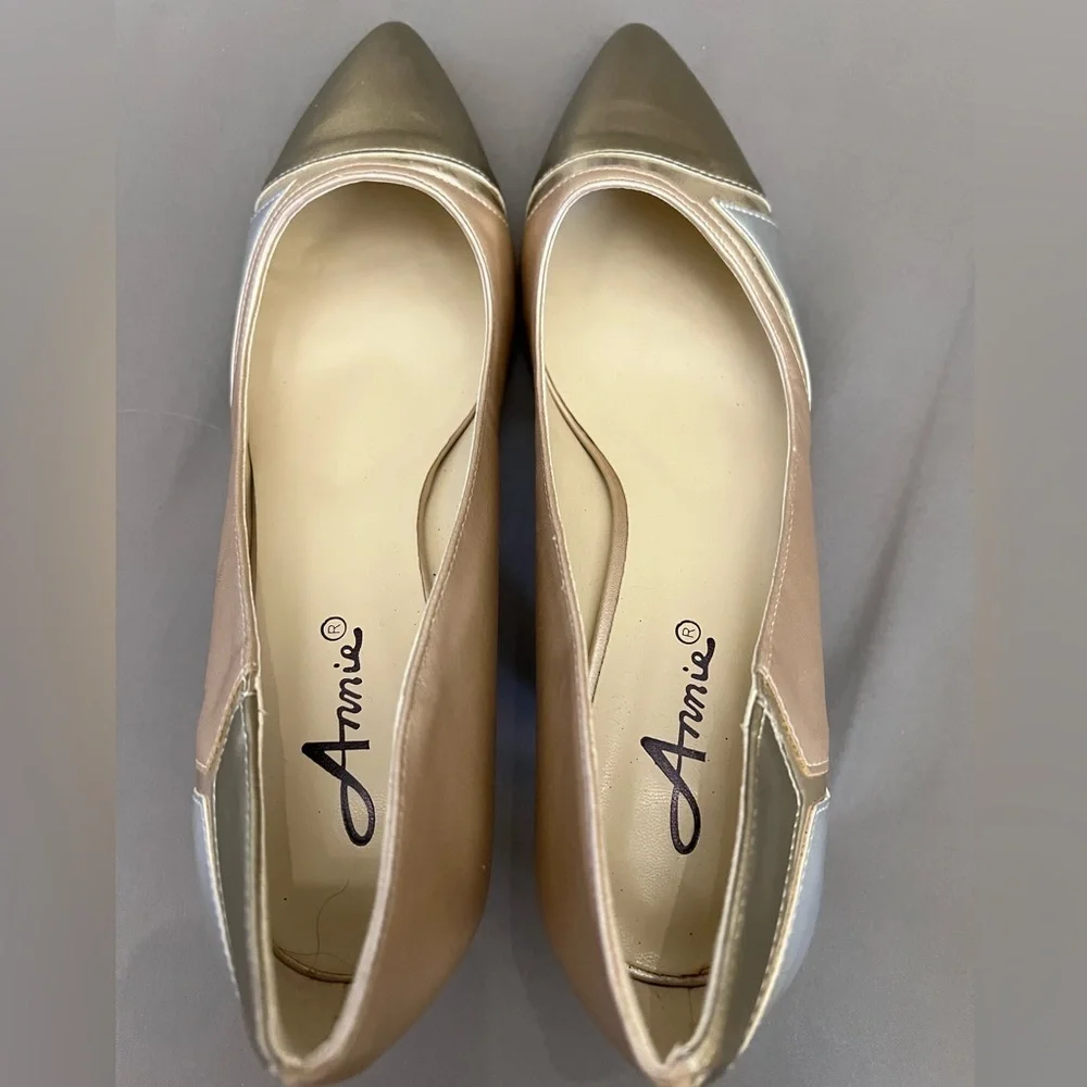 Annie Gold/Silver Heels Pumps 9